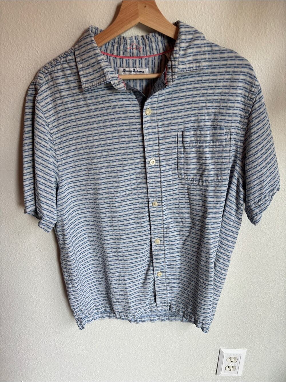 TOMMY BAHAMA Geovanni Geo Camp Silk Shirt Mens Large